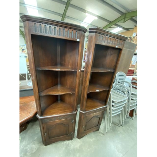 81 - Pair of oak corner cabinets 177H 59W 35D