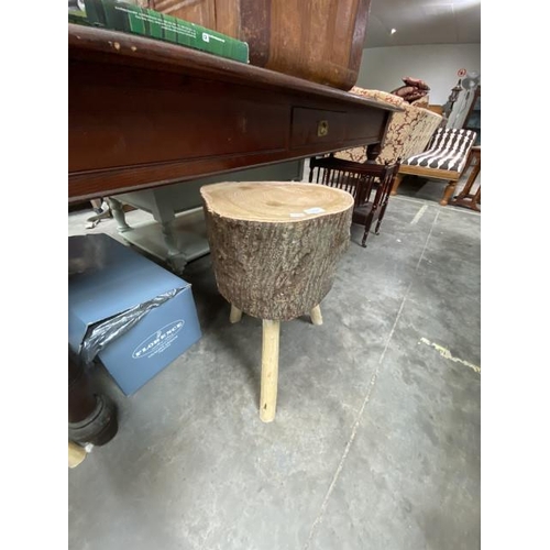 86 - Rustic lime wood with willow legs table/stool 53H 37W 30D