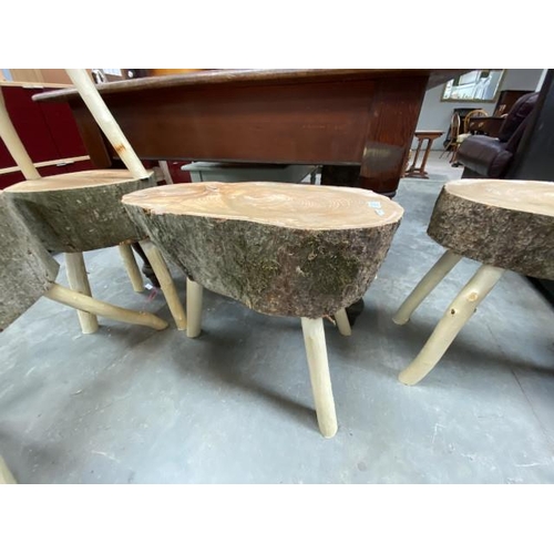 88 - Rustic lime wood with willow legs table/stool 57H 60W 32D