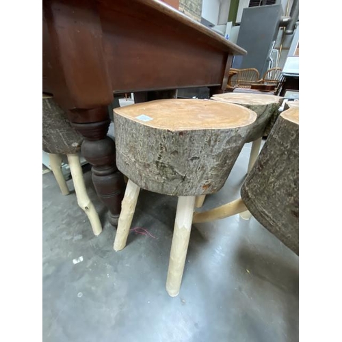 94 - Rustic lime wood with willow legs table/stool 57H 37W 34D