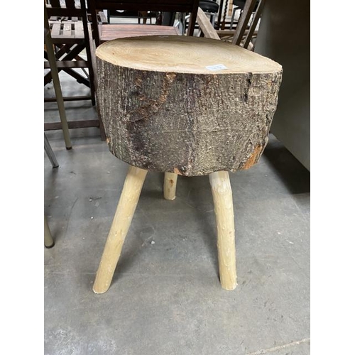 116 - Rustic lime wood with willow legs table/stool 53H 37W 30D