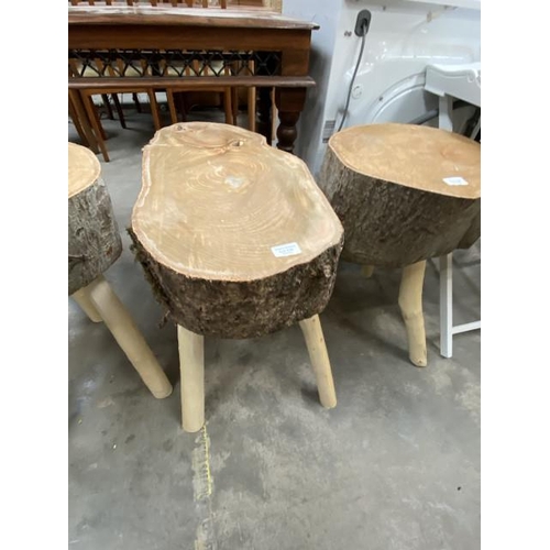 138 - Rustic lime wood with willow legs table/stool 57H 60W 32D