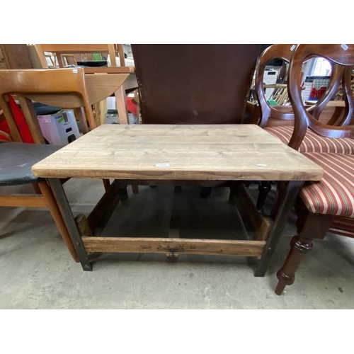 145 - Industrial pine coffee table 50H 83W 55D