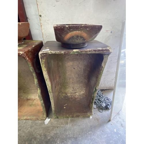 151 - Salt glazed planter 31h x 78w x 48d cm