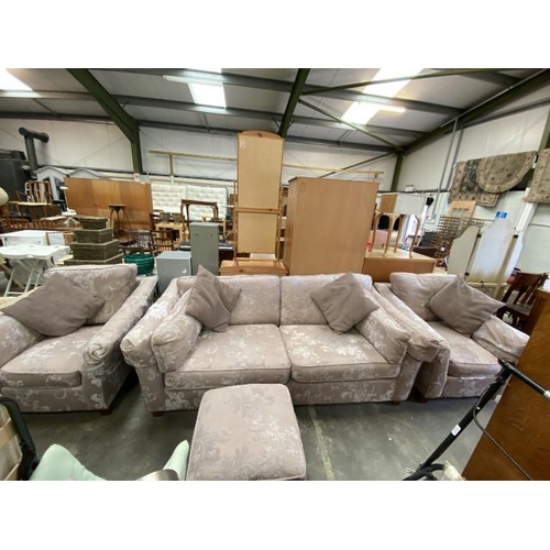 169 - Marks & Spencer 4 piece suite - 2x chairs 100W, settee 230W and footstool 41H 55W 55D