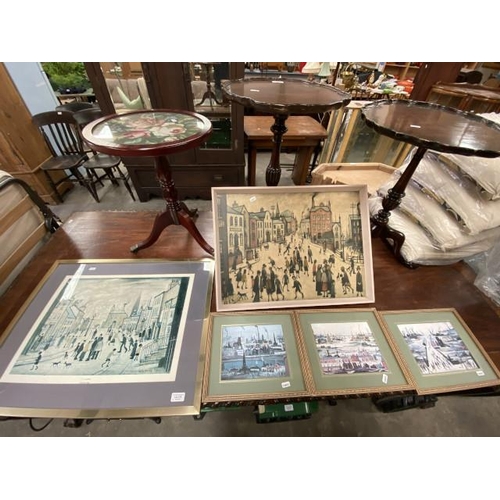 179 - 5 framed LS Lowry prints - A Lancashire Village 72 x 58cm, 2x Industrial Landscape 32 x 27cm, Canal ... 