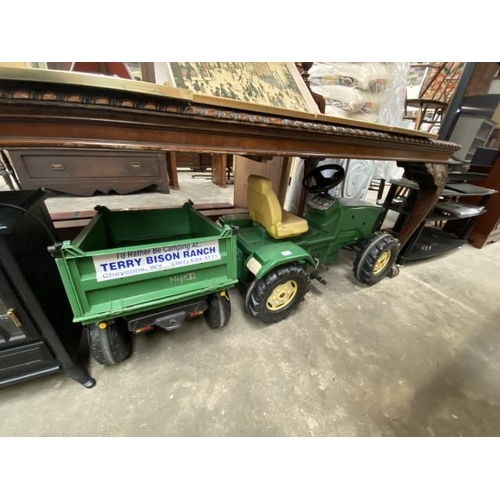 180 - John Deere child's sit on Mega T1 tractor and trailer - purchased from Ripon Farm Services