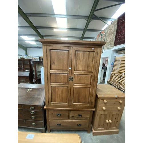 184 - Rustic oak 2 door wardrobe 200H 108W 60D