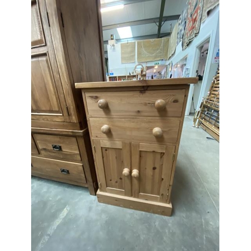 185 - Pine 2 drawer/ 2 door cupboard 102H 63W 60D