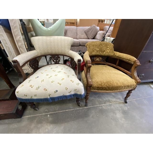 196 - 2 Victorian upholstered tub chairs 62W & 66W