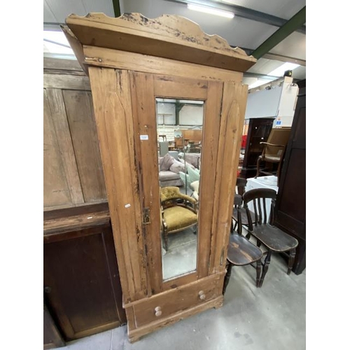 206 - Victorian pine wardrobe 206H 91W 45D (as found)