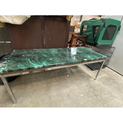 216 - 1960's chrome based coffee table 50H 138W 60D