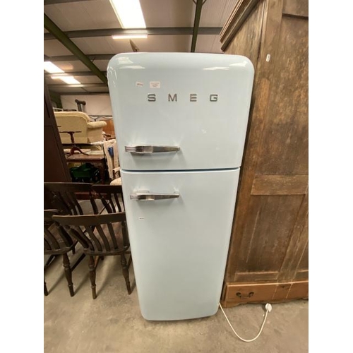 223 - Blue SMEG fridge freezer 170H 60W 70D (some rusting to bottom sides)