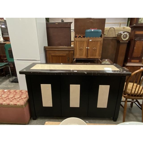 226 - Contemporary marble topped 3 door sideboard 84H 142W 46D