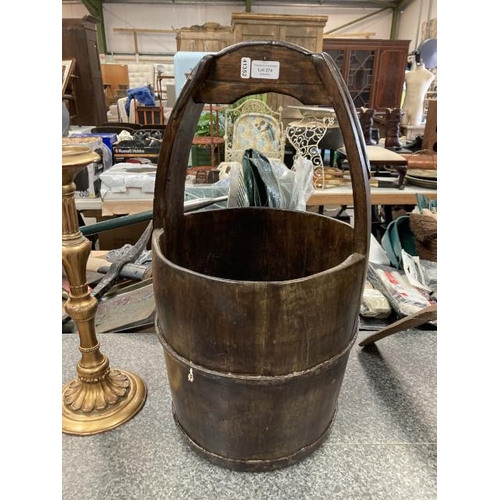 274 - Iron bound wooden well bucket 34DIAM 34D cm