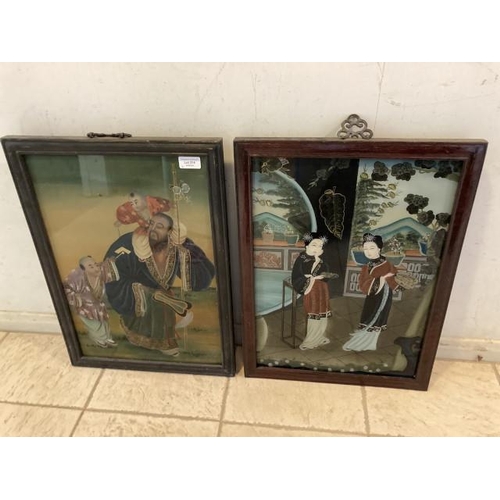 314 - Two framed Chinese reverse glass paintings 40x55cm