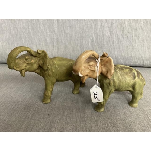 326 - Two pottery elephants (Possibly Royal Dux)