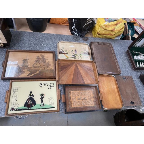 486 - 8 serving trays Inc. oak, 1920’s etc.