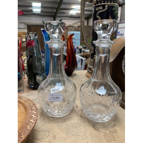 502 - Pair of La Belle Vie lead crystal decanters