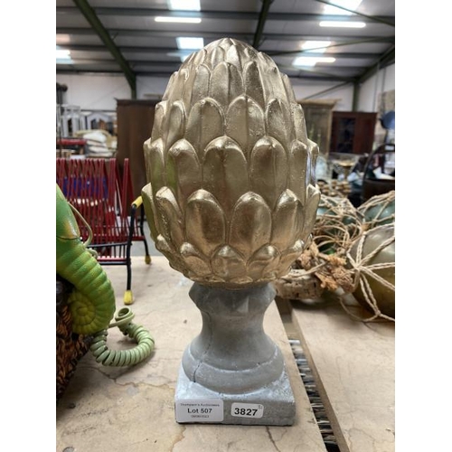 507 - Composite stone gilt topped finial