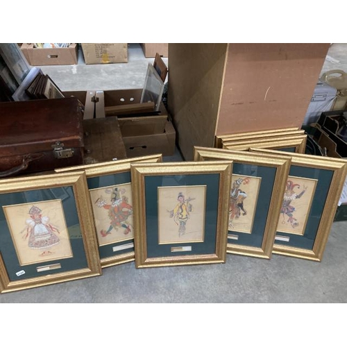 527 - Set of 8 gilt framed “The Original Design of the Bolshoi Nutcracker 1919” prints 32x39cm