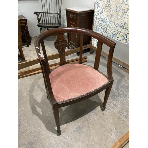 83 - Oriental mahogany tub chair 56W