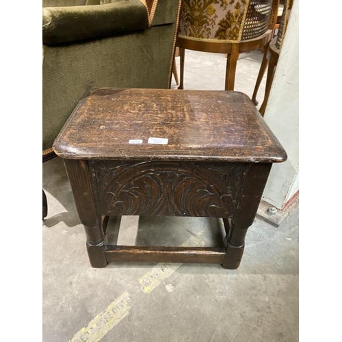 87 - 17th century style oak box stool 40H 47W 35D