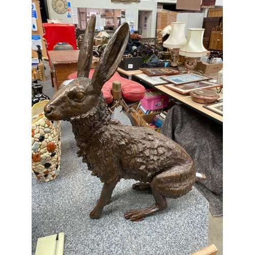 281 - Sally Arnup FRBS, ARCA (1930-2015) bronze seated hare, signed Arnup IV/X (61cm tall. approx. 16.3kg)