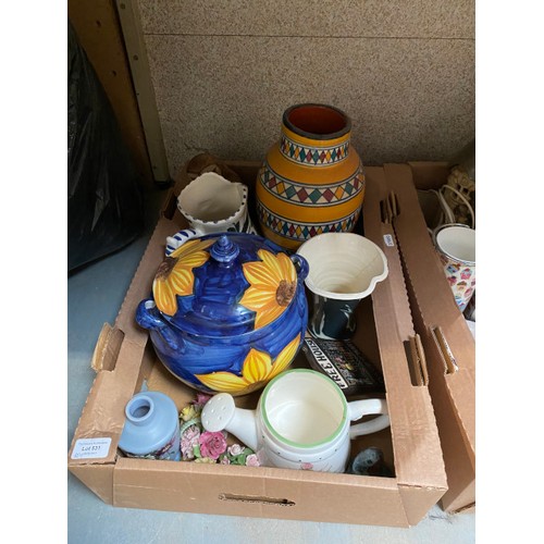 531 - 5 boxes of household wares Inc. plates, cafetières, vases, coat hooks, artificial lavenders, teapot,... 