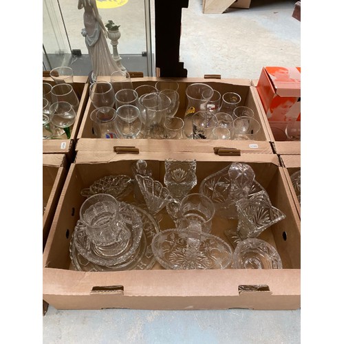 522 - 6 boxes of mixed glassware Inc. Swarovski crystal animals, cake stands, wine glasses, cut glass deca... 