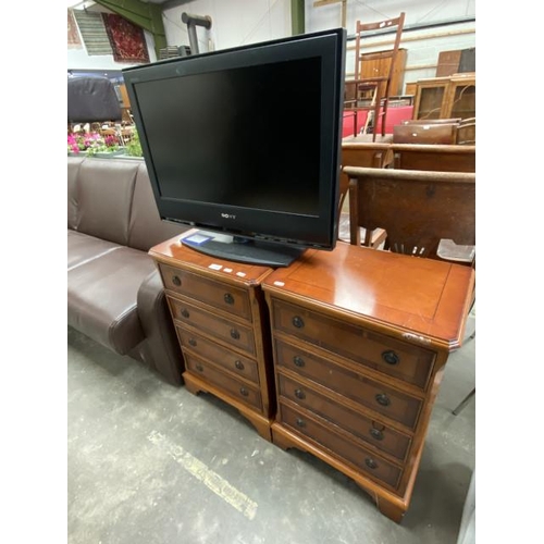 108 - Pair of yew wood 4 drawer chests 72H 46W 33D and a Sony KDL-26S2030 TV with power lead (no remote)