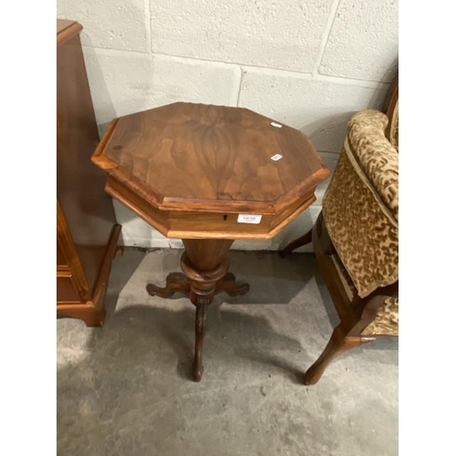 132 - Victorian mahogany trumpet sewing table 69H 44W 44D