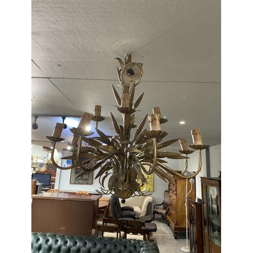 140 - Contemporary brass effect chandelier