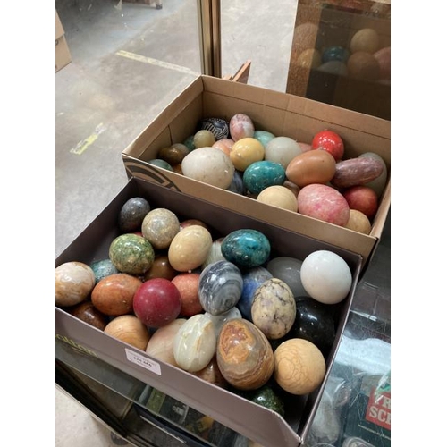 466 - Selection of alabaster, marble, hardstone eggs