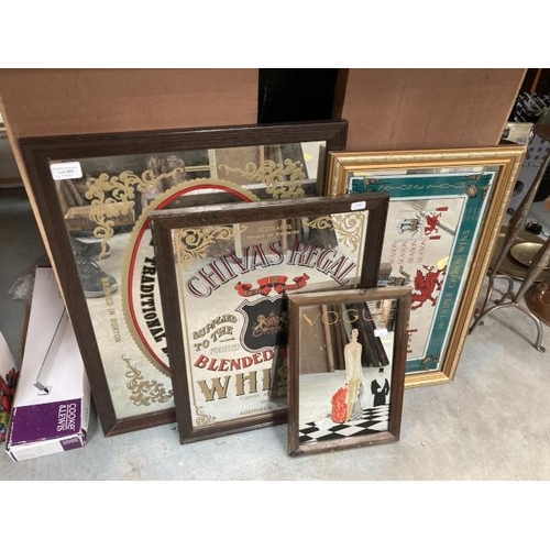 495 - 4 advertising mirrors incl Vogue, Everards beers, Chivas Regal etc