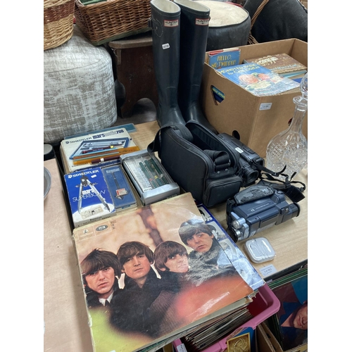 503 - LPs incl Beatles For Sale & A Hard Day's Night etc, pair of Hunter wellingtons (Size unclear poss 4 ... 