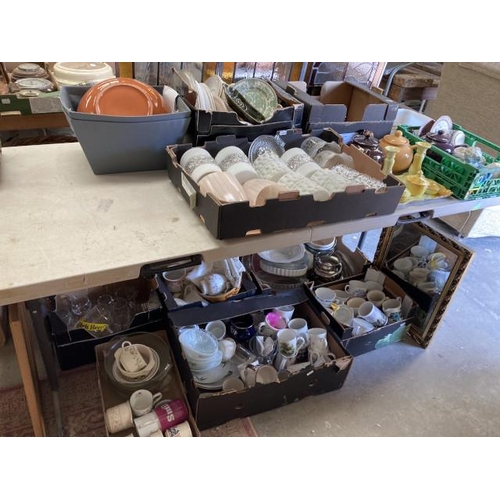 513 - Large quantity of tablewares, cutlery, glass light shades, dressing table set etc