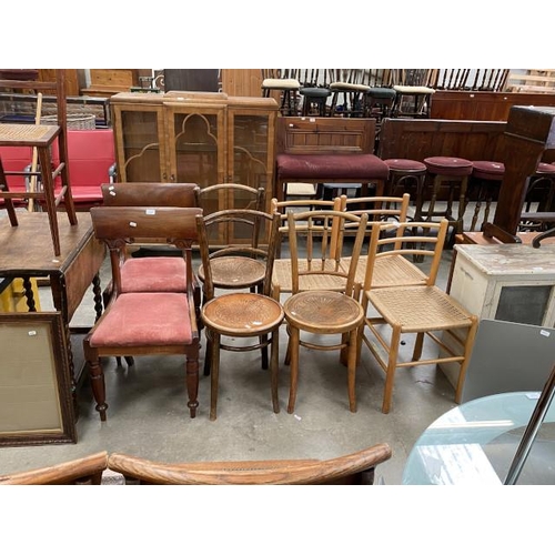 82 - 3 Bentwood chairs, 2 Victorian side chairs and 3 1970's chairs