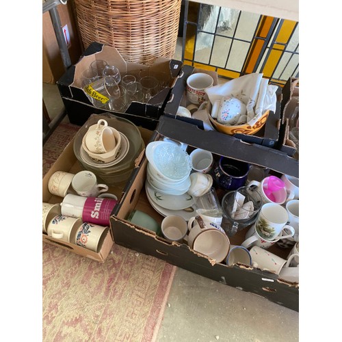 513 - Large quantity of tablewares, cutlery, glass light shades, dressing table set etc