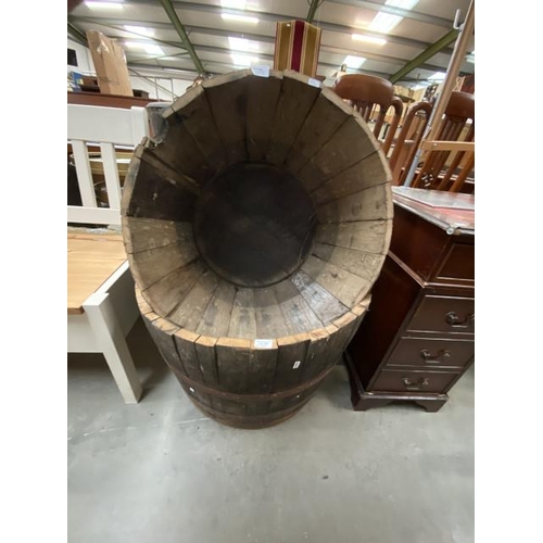 108 - 2 oak half barrel planters 67cm diameter