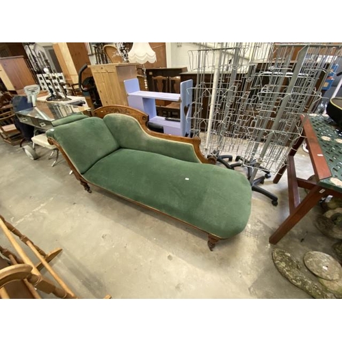 126 - Edwardian oak Chaise Longue 82H 190W 68D