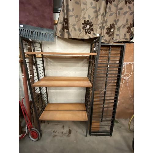 13 - Ladderax style shelves 180H 94W 47D with 3 extra metal sides and 4 shelves (as found)