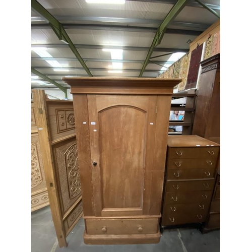 144 - Victorian pine single door wardrobe 193H 103W 53D