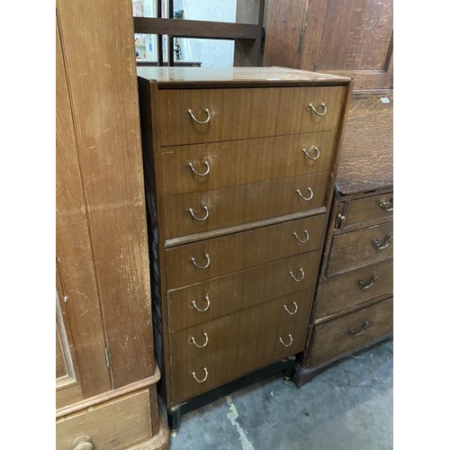 145 - Mid century G Plan 7 drawer chest 129H 1W 40D