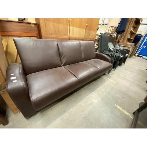 152 - Brown faux leather sofa bed 204W