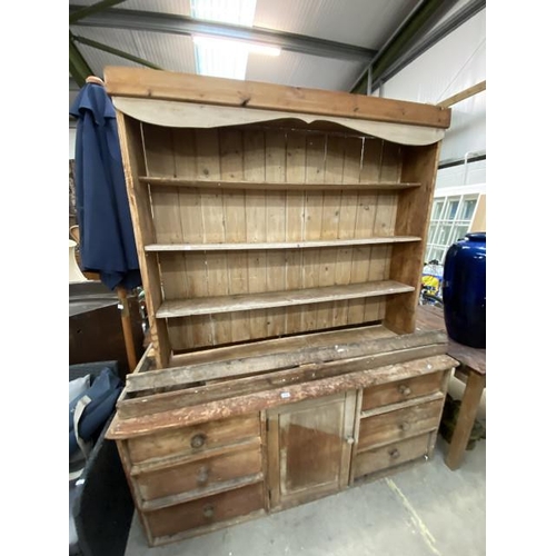 154 - Victorian pine kitchen dresser (as found) 212H 178W 52D