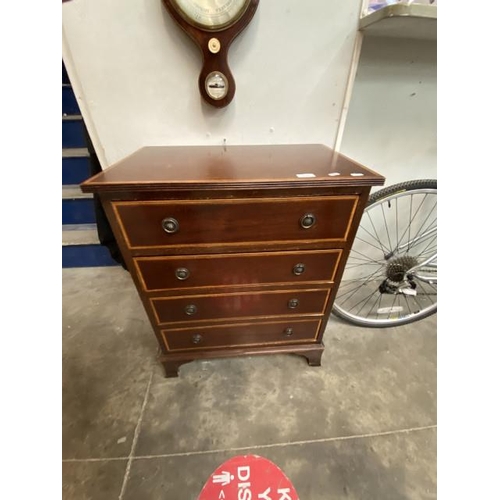 243 - Mahogany inlaid chest 78H 63W 40D