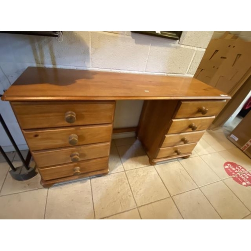 247 - Pine 8 drawer dressing table 74H 139W 44D