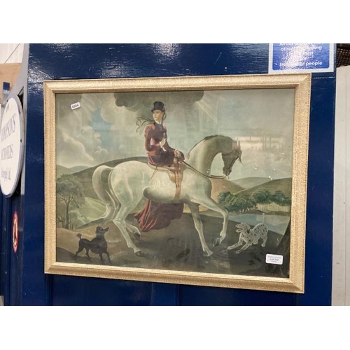 262 - Framed A. Zinkeisen print of a lady riding side saddle 67x52cm