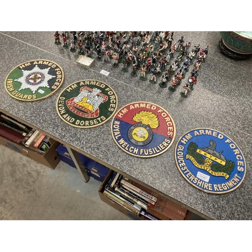 264 - 4 cast HM Armed Forces plaques 24cm diameter